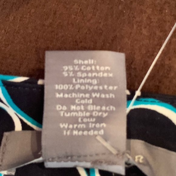 NWT Ann Taylor Fully Lined Pencil Skirt/Sz 6/Blk w/White-Teal Circles/Stretches - Picture 9 of 9